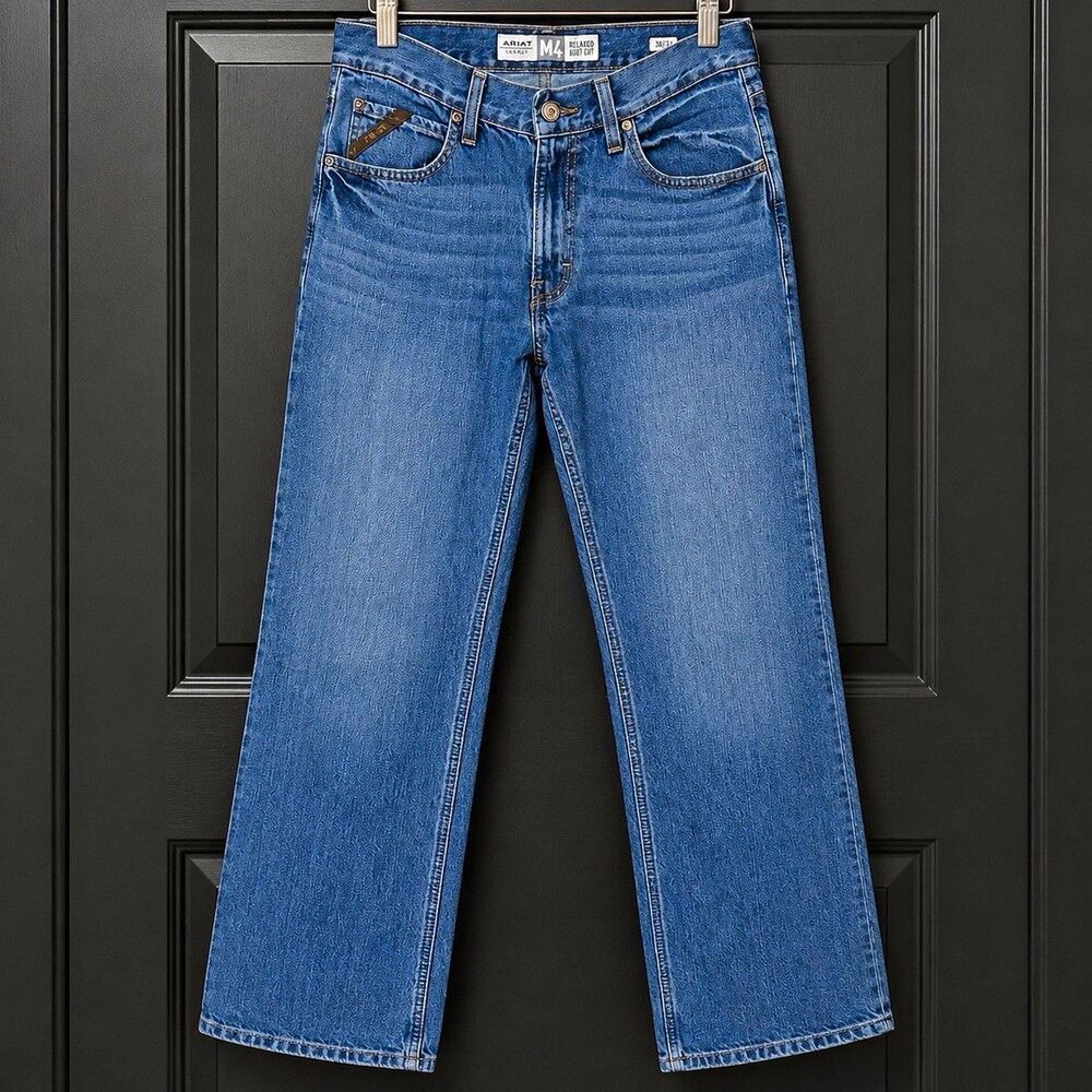 Ariat Men’s Blue Medium Wash Relaxed Fit Mid Rise Bootcut Denim Jeans 5-Pocket